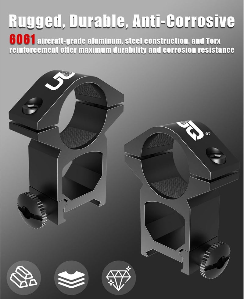 UUQ High Profile 1-Inch Scope Mount Rings, 2-Pack for for Dovetail and Picatinny Rails - Image 4